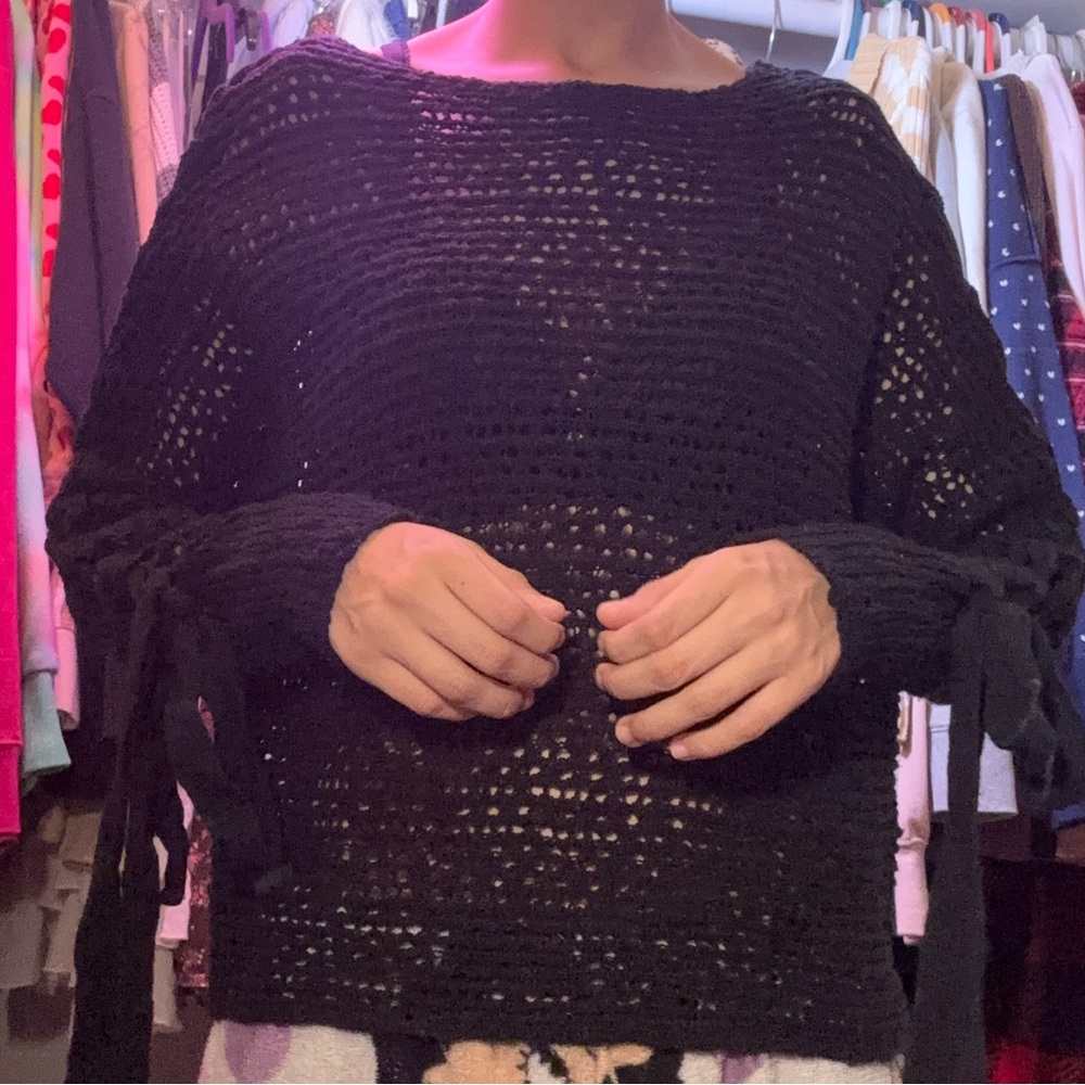 size small crochet black sweater